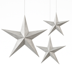 Silver 3D Hanging Star Decorations