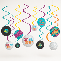 Retro 70's Good Vibes Swirl Decorations Set