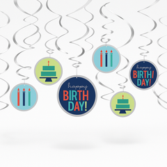 Modern Happy Birthday Swirl Decorations