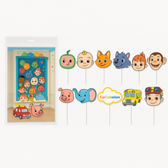 CoComelon Photo Booth Scene Setter Kit with Props for Kids' Birthday Parties