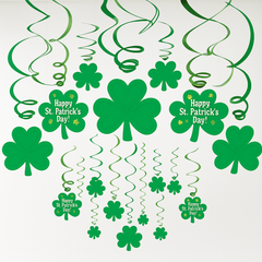 St. Patrick's Day Shamrock Swirl Decorations - 30 Pack