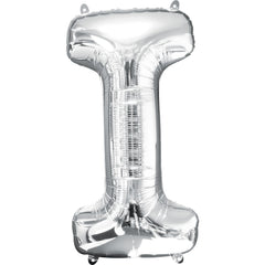 Silver Letter "I" Foil Balloon - Metallic Shine