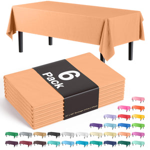 Peach Plastic Table Covers | 6 Pack - 54 In. x 108 In.