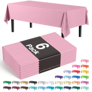 Pink Plastic Table Covers | 6 Pack - 54 In. x 108 In.