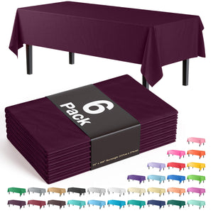 Premium Plum Plastic Table Covers | 6 Pack - 54 In. x 108 In.