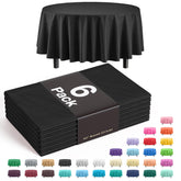 Black Round Plastic Table Covers | 6 Pack