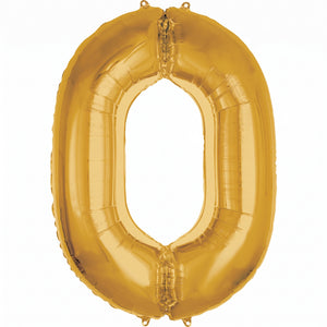 Gold Number 0 Foil Balloon - 50 Inch Metallic Celebration Decor