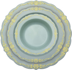 7.5 In. Robin Blue Victorian Design Plastic Plates | 120 Count