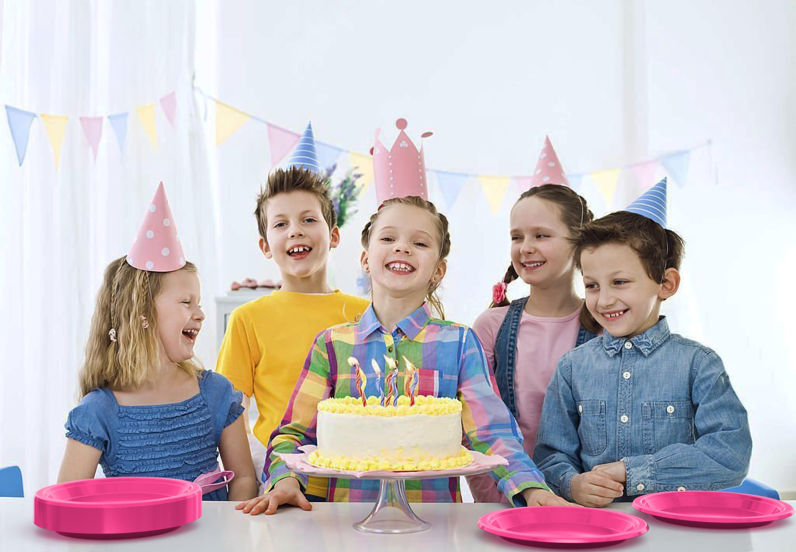 7 In. Cerise Plastic Plates | 50 Count