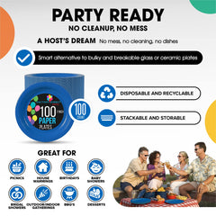 7 In. Dark Blue Paper Plates | 100 Count