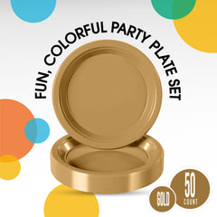 7 In. Gold Plastic Plates | 50 Count