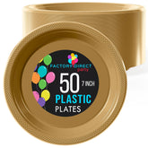 7 In. Gold Plastic Plates | 50 Count