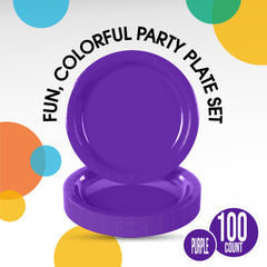 7 In. Purple Paper Plates | 100 Count