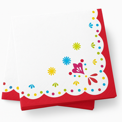 Viva La Party Fiesta Beverage Napkins - Colorful Printed 5-inch, 40-Pack