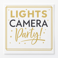 Hollywood Awards Night Beverage Napkins - "Lights Camera Party!" Theme, 40-Pack