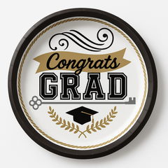 "Congrats Grad" 7-Inch Round Paper Plates - 50 Pack