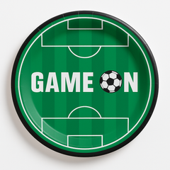 "Game On" Soccer Theme 7" Round Paper Plates - 20 Pack