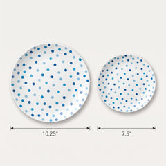 Caribbean Blue Polka Dot Premium Plastic Plate Set - 20 Pack