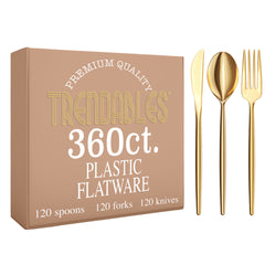 360 Pack Trendable Gloss Cutlery Combo Gold 120/120/120