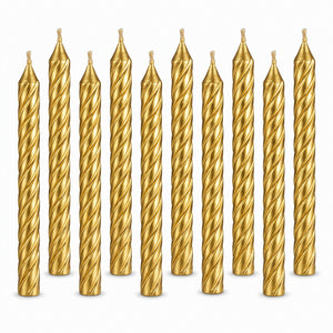 Elegant Gold Spiral Birthday Candles, 3.2-inch, 12-Pack