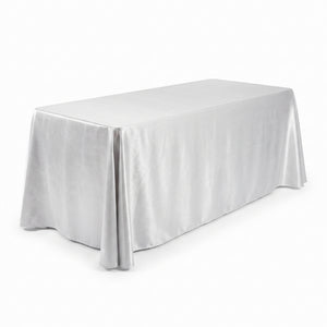 Elegant Metallic White and Silver Fabric Table Cover - 60"x104"