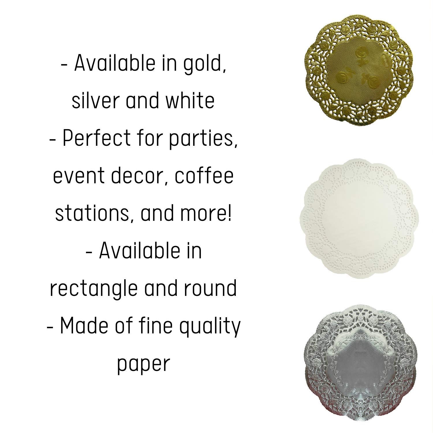 8 In. Round Gold Foil Doilies | 10 Count