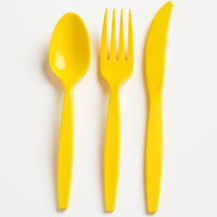Bright Yellow Plastic Cutlery Set - 7.5 in. - 32 Count