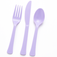 Lavender Heavyweight Plastic Cutlery Set - 80 Count