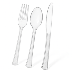 Clear Heavy-Duty Assorted Plastic Cutlery Set - 7.5 in.