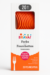 Vibrant Orange Plastic Forks - Pack of 20 - 7.5 in.