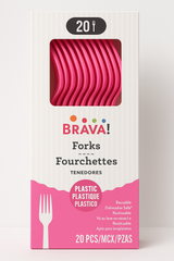 Bright Pink Plastic Forks - 7.5 in. - 20 Pack