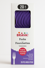 Vibrant Purple Plastic Forks - Pack of 20 - 7.5 in.