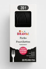 Jet Black Plastic Forks - 7.5 in. - 20 Pack