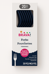 True Navy Plastic Forks - 20 Pack