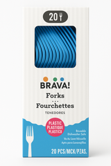 Caribbean Blue Plastic Forks - 20 Pack