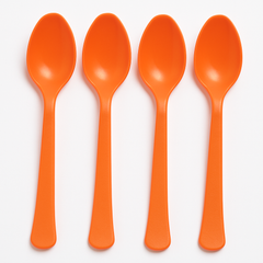 Vibrant Orange Plastic Spoons - Solid Color Tableware - 7.5 in.