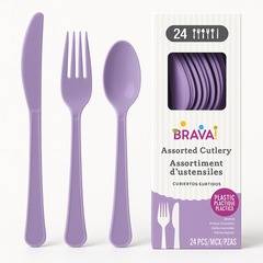 Brava! Lavender Plastic Cutlery Set - 24-Count