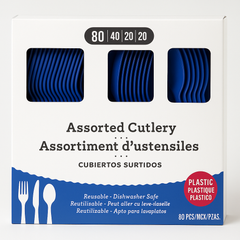 Royal Blue Heavy-Duty Plastic Cutlery Set - 80 Count