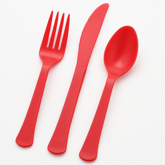 Red Heavy-Duty Plastic Cutlery Set 80 Count