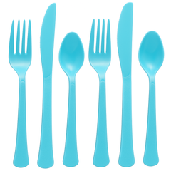 Caribbean Blue Heavy-Duty Plastic Cutlery Set - 80 Count
