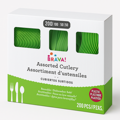 Kiwi Green Assorted Plastic Cutlery Set