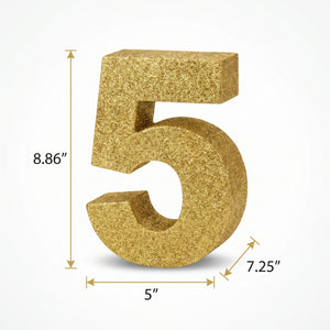 Glitter Gold Number 5 Standing Sign - 10-Inch Decorative Party Accent