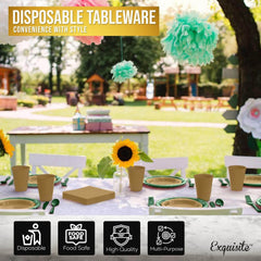 350 Pcs Green & Gold Disposable Tableware Set