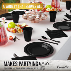 350 pcs disposable tableware set black