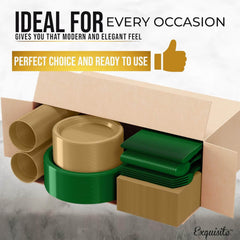 350 Pcs Green & Gold Disposable Tableware Set