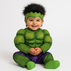 Infant Marvel Hulk Muscle Costume with Hat for Halloween