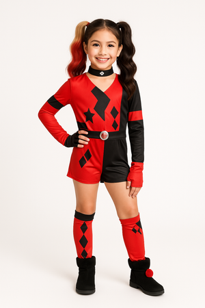 Girls' DC Comics Harley Quinn Halloween Costume Set - Child M (8-10)