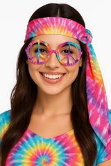Colorful Tie-Dye Hippie Peace Sign Glasses