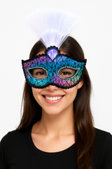 Light-Up Fiber Optic Harlequin Masquerade Mask