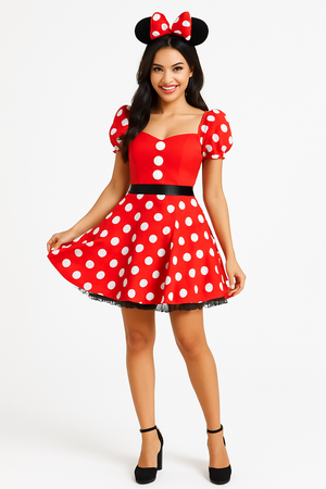 Women's Disney Minnie Mouse Halloween Costume with Headband - Adult S (2-4)